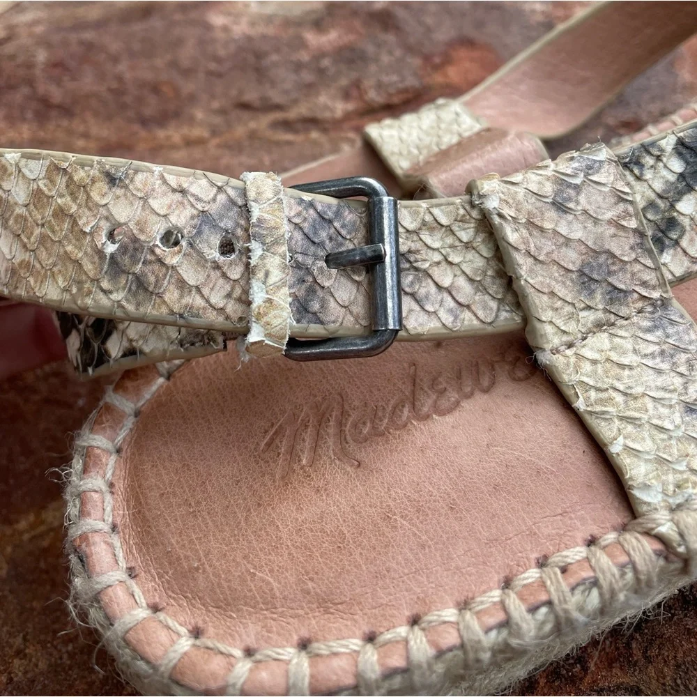 Madewell “Malia” Espadrille Sandal in Snake Embossed Leather